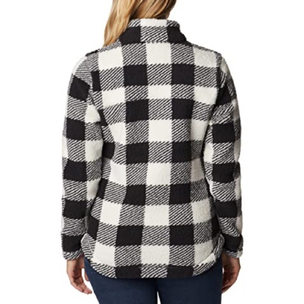 Columbia West Bend Sherpa Jacket Women’s Medium Black & White Check Sherpa Cozy - Picture 10 of 10